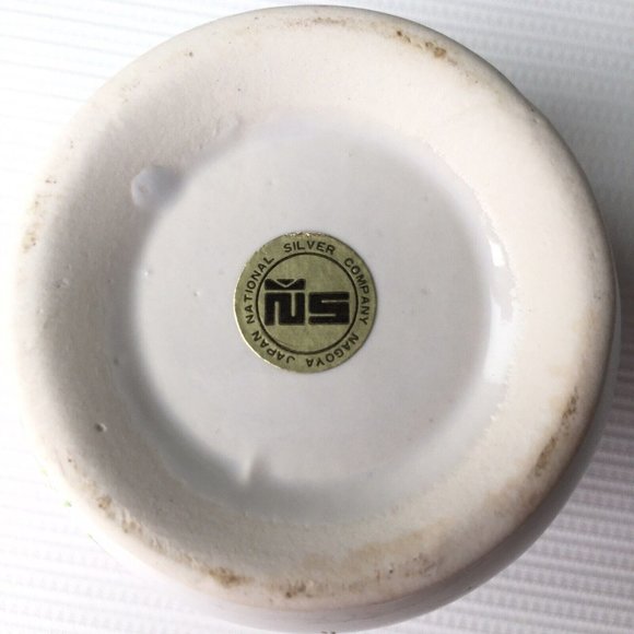 National Silver Company Nagoya Japan Sugar Bowl Red Orange Vintage Floral 3.25" - Picture 6 of 11